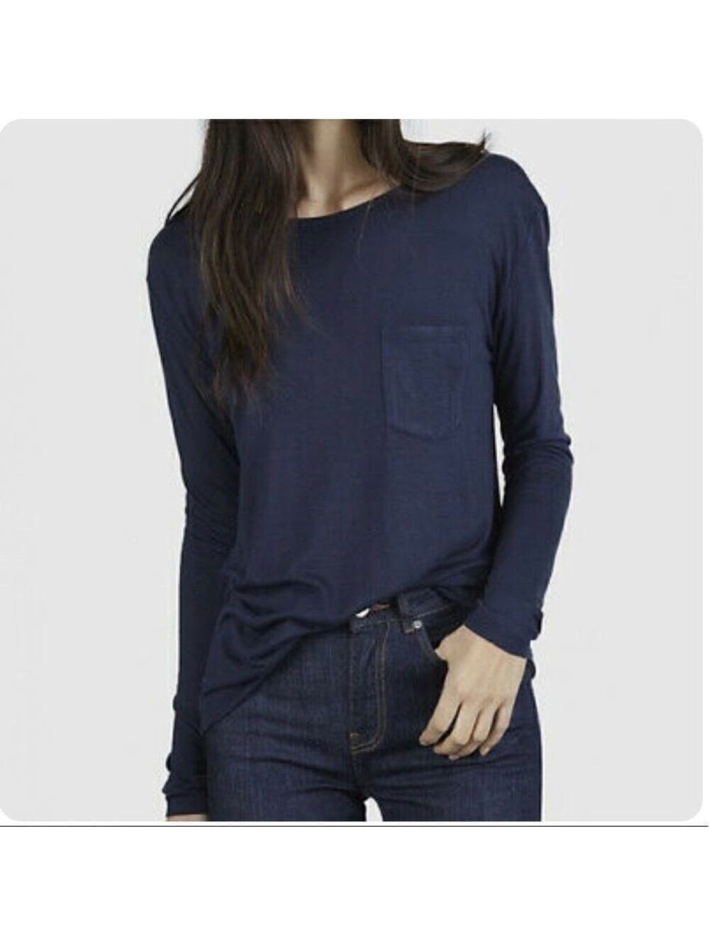 Everlaneā TheĀ RyanāLongāSleeveāNavyāPocketāT-shirt